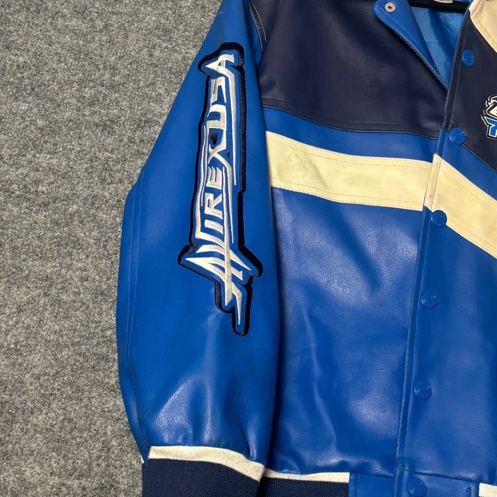 Avirex USA 750 Racing Jacket Youth L 16-18 Blue Varsity Moto Y2K‎